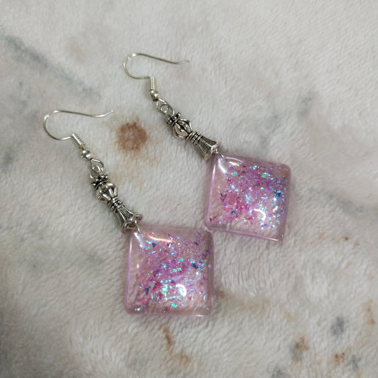 Pink Sparkle Cabochon Earrings _ 3 Variants