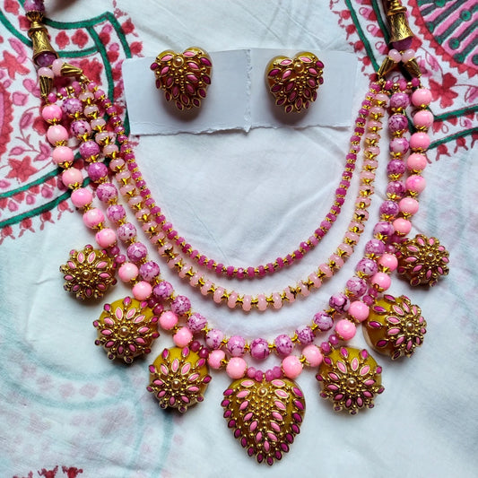Jaipuri Design Kundan Studded Cabochon Resin Jewellery Set