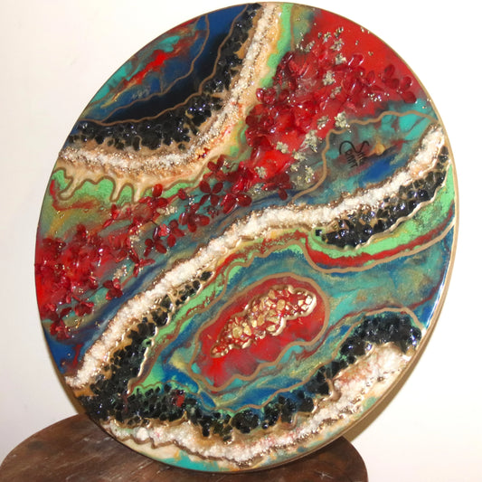 Resin Geode Art Painting "Red Valley"