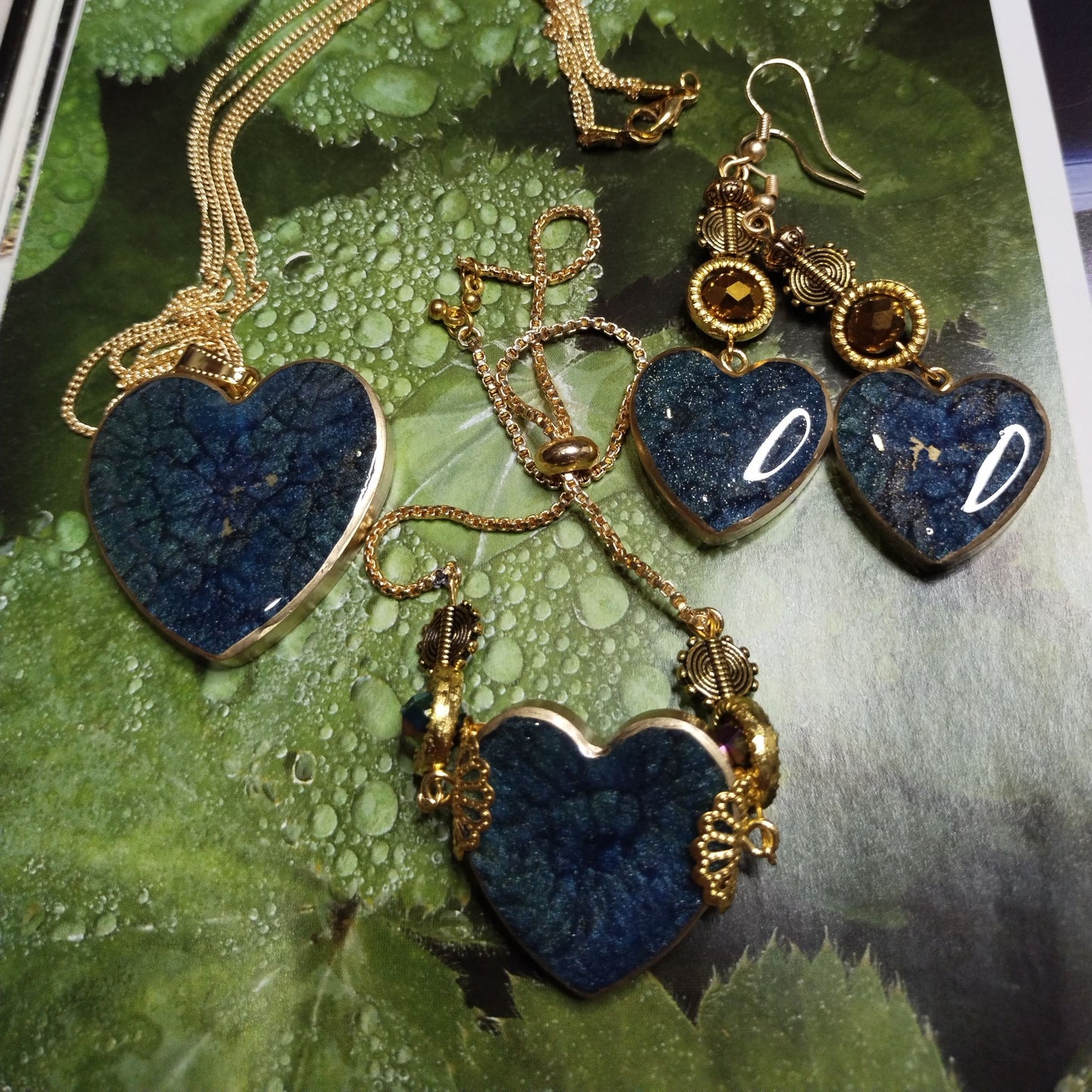 Textured Blue Resin Jewellery Set