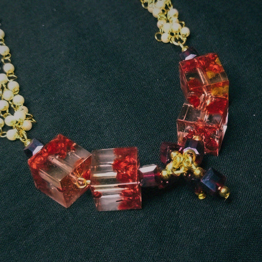 Resin Cube L’Oreal beads Jewellery Set